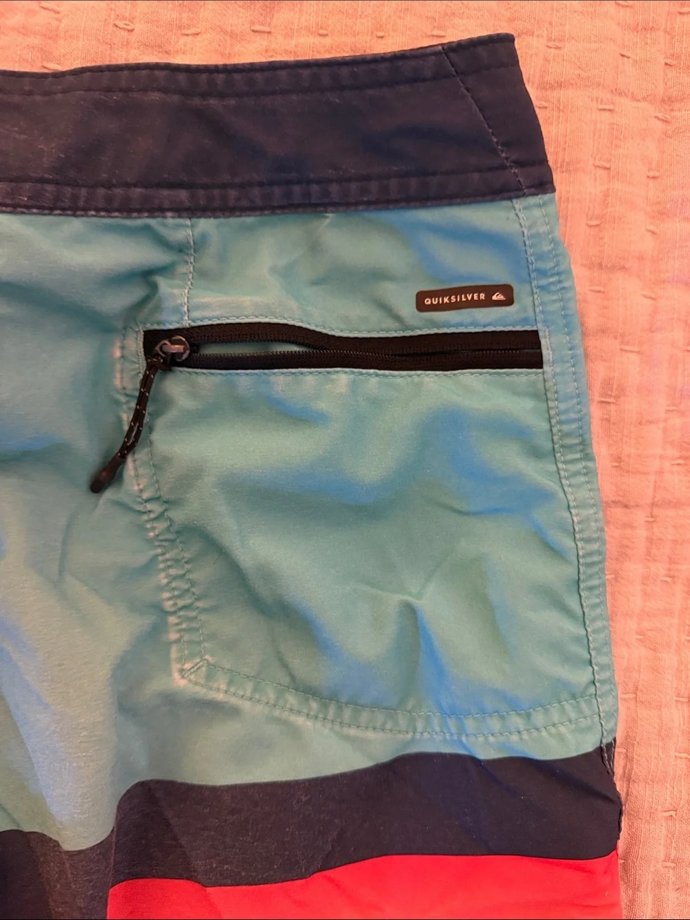 Quiksilver Turquoise Boardshorts with Sunset Stripe